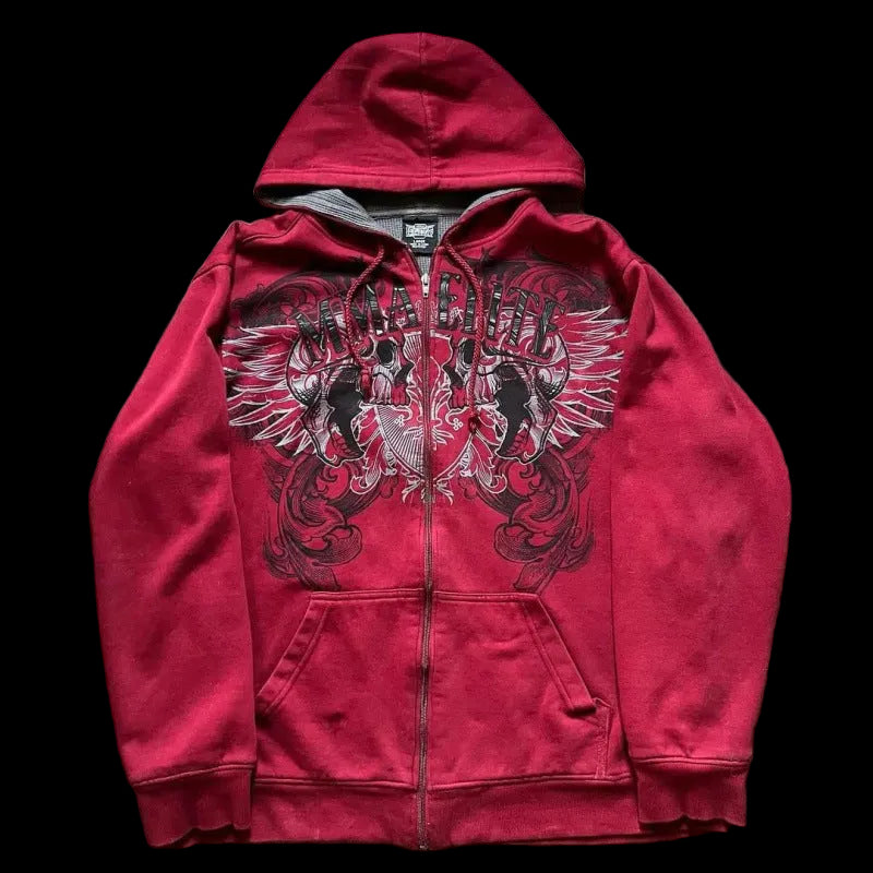 Shadow Beast Y2K Zip Hoodie