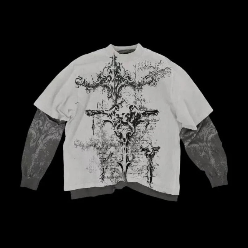 Washed Shadow Layered Long Sleeve
