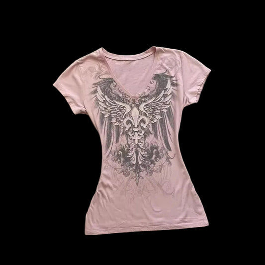 Pink Venom Y2K V-Neck Tee