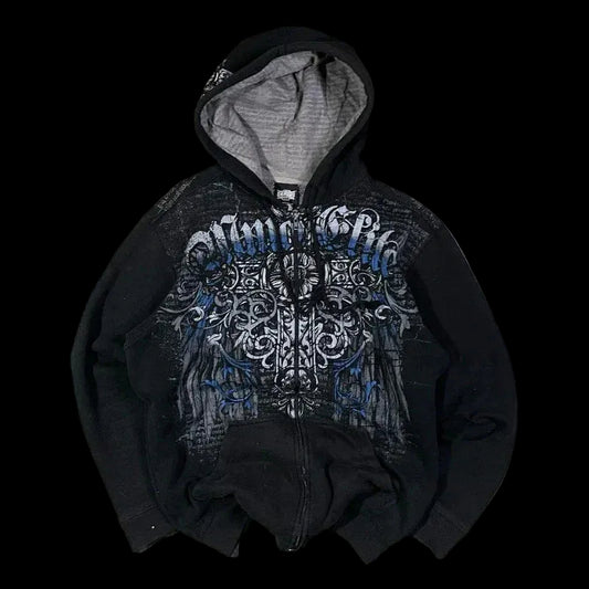 Midnight Gothic Y2K Zip Hoodie
